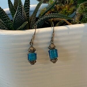Silver and Blue Dangle Earrings